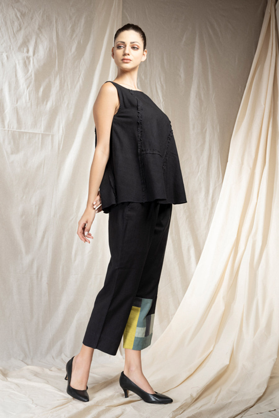 Black Organic Khadi Patchy Co-Ord Set