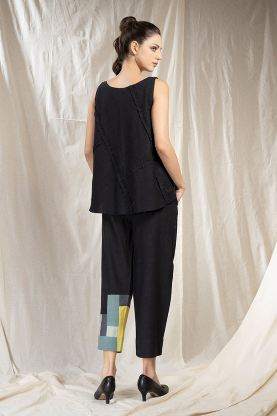Black Organic Khadi Patchy Co-Ord Set