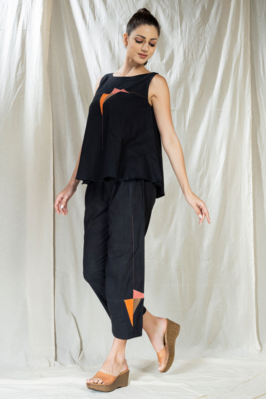 Black Organic Khadi Appliqué Co-Ord Set