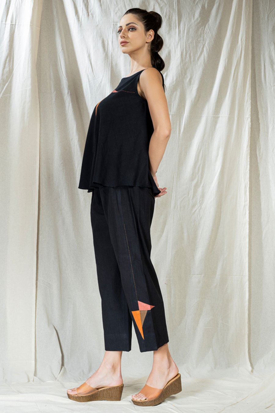 Black Organic Khadi Appliqué Co-Ord Set