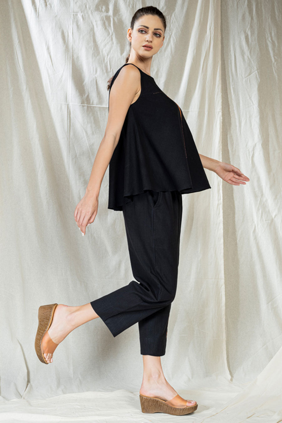 Black Organic Khadi Appliqué Co-Ord Set