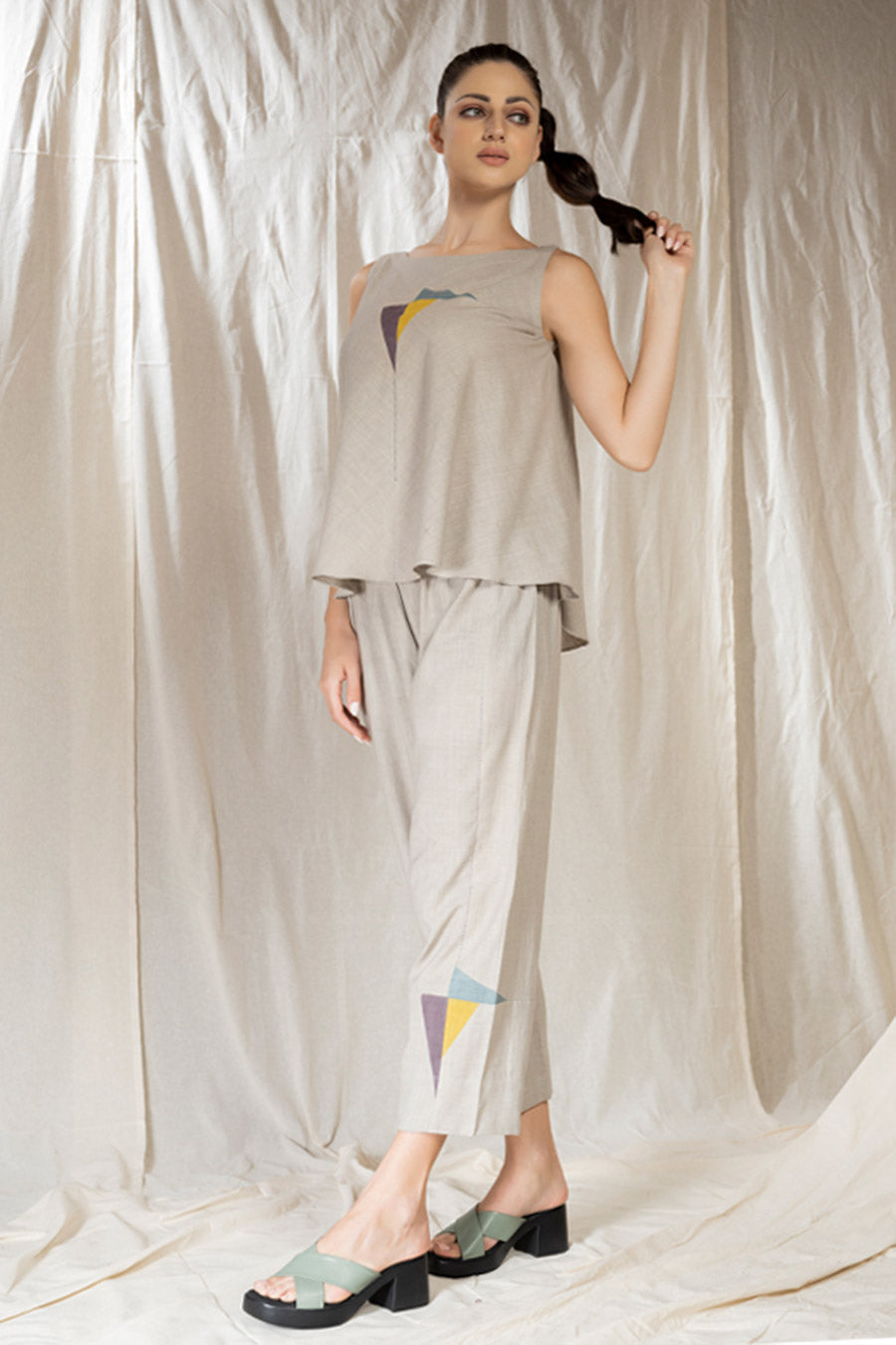 Grey Organic Khadi Appliqué Co-Ord Set