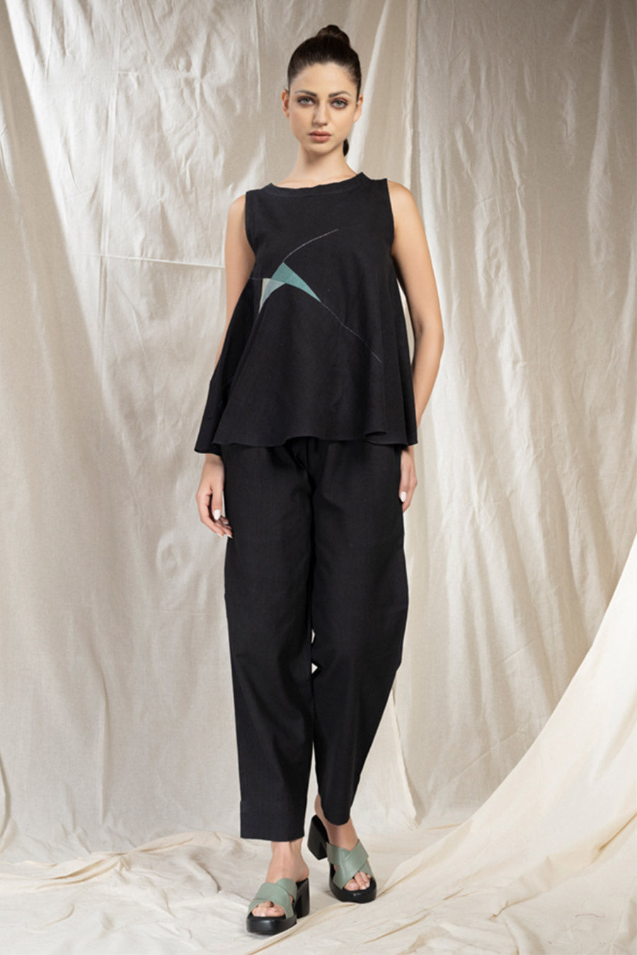 Black Organic Khadi Appliqué Co-Ord Set