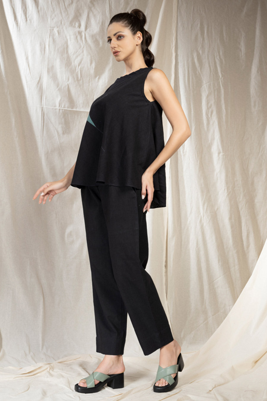 Black Organic Khadi Appliqué Co-Ord Set