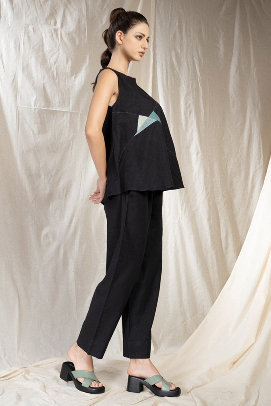 Black Organic Khadi Appliqué Co-Ord Set