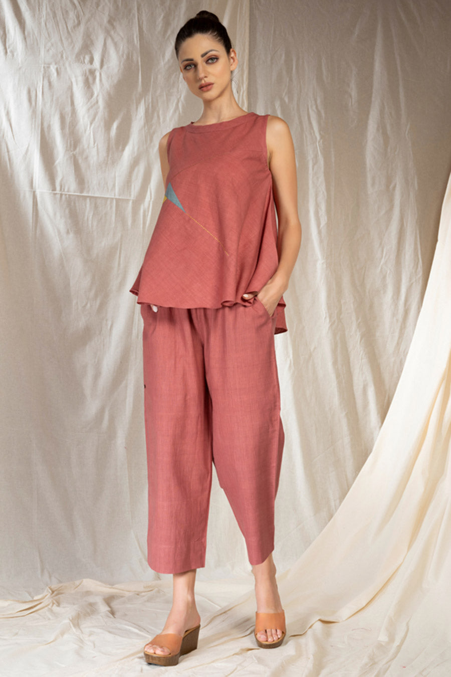 Pink Organic Khadi Appliqué Co-Ord Set