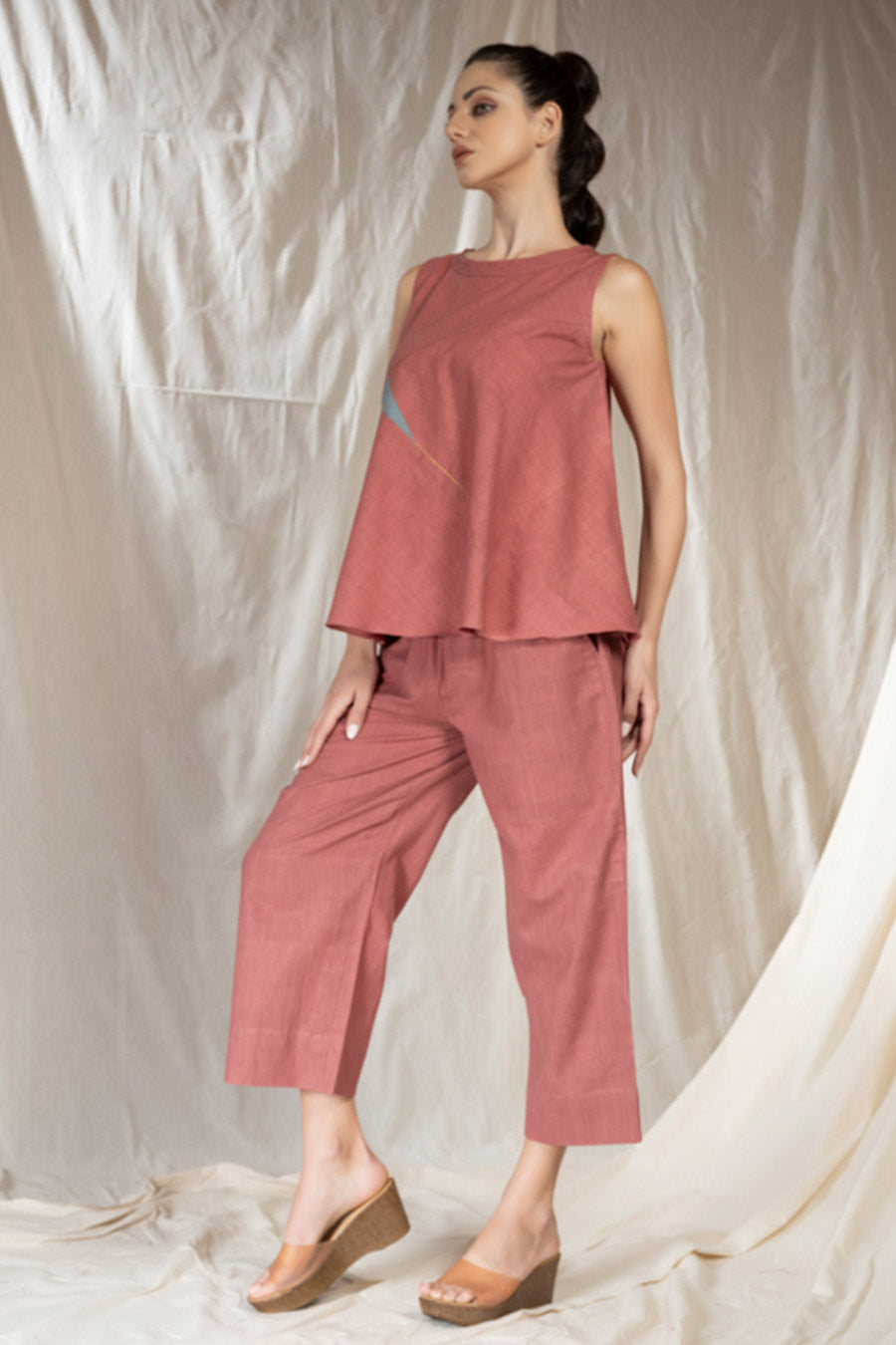 Pink Organic Khadi Appliqué Co-Ord Set