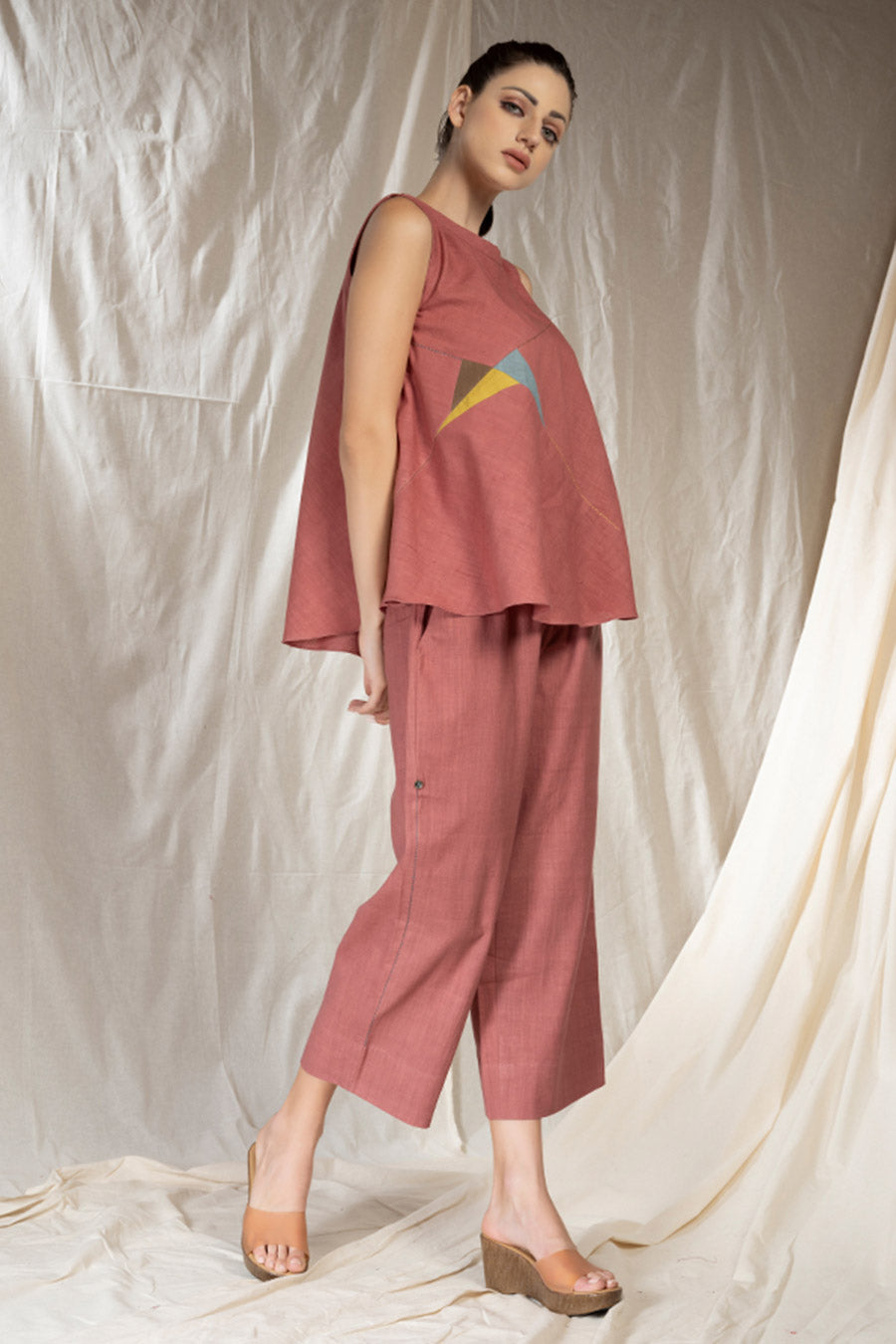 Pink Organic Khadi Appliqué Co-Ord Set