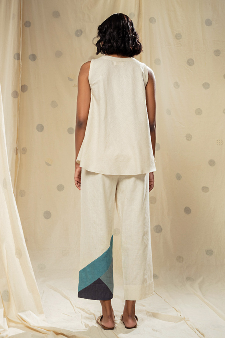 White Organic Khadi Colour Block Co-Ord Set