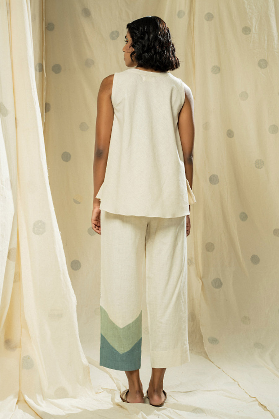 White Organic Khadi Colour Block Co-Ord Set