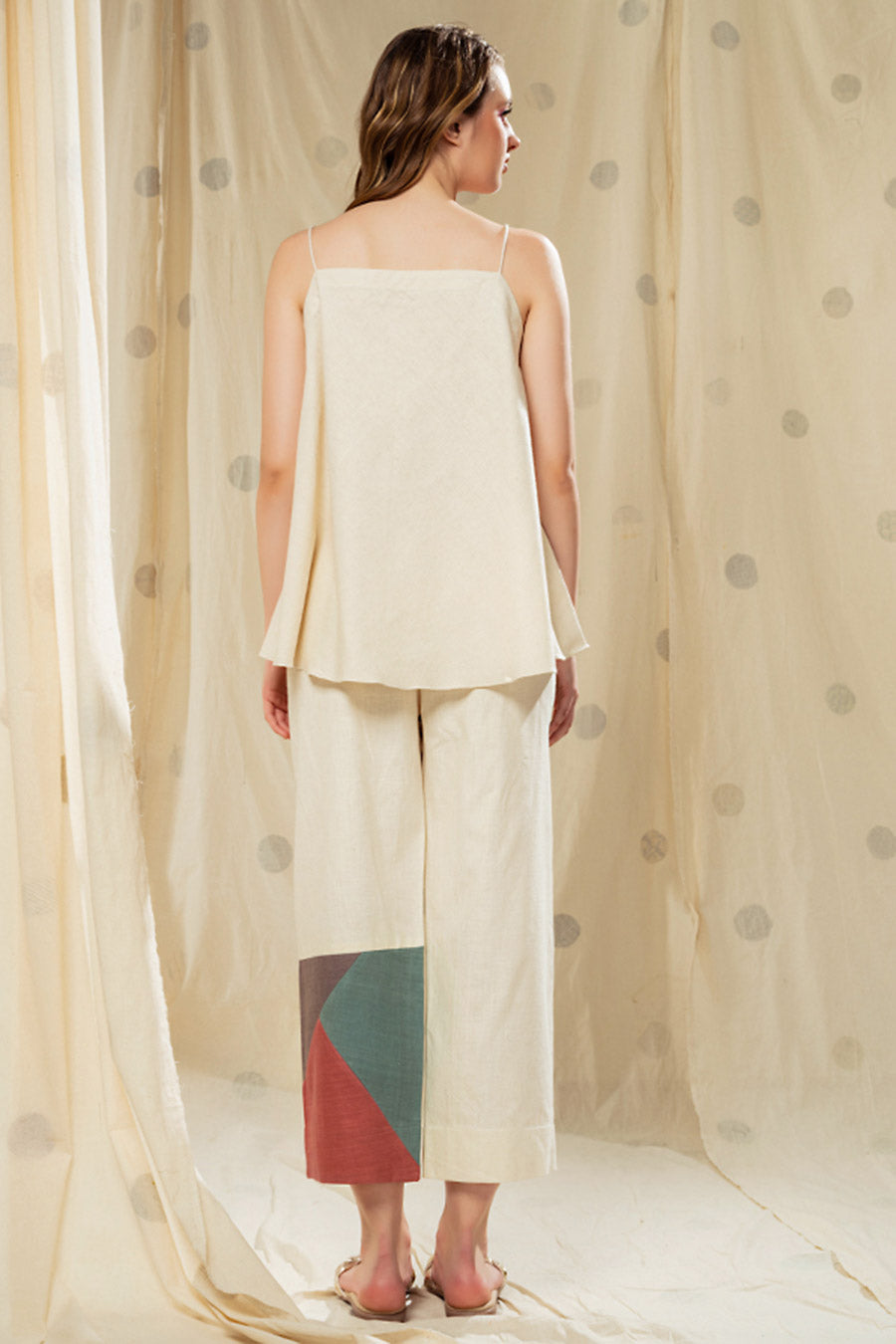 White Organic Khadi Colour Block Co-Ord Set