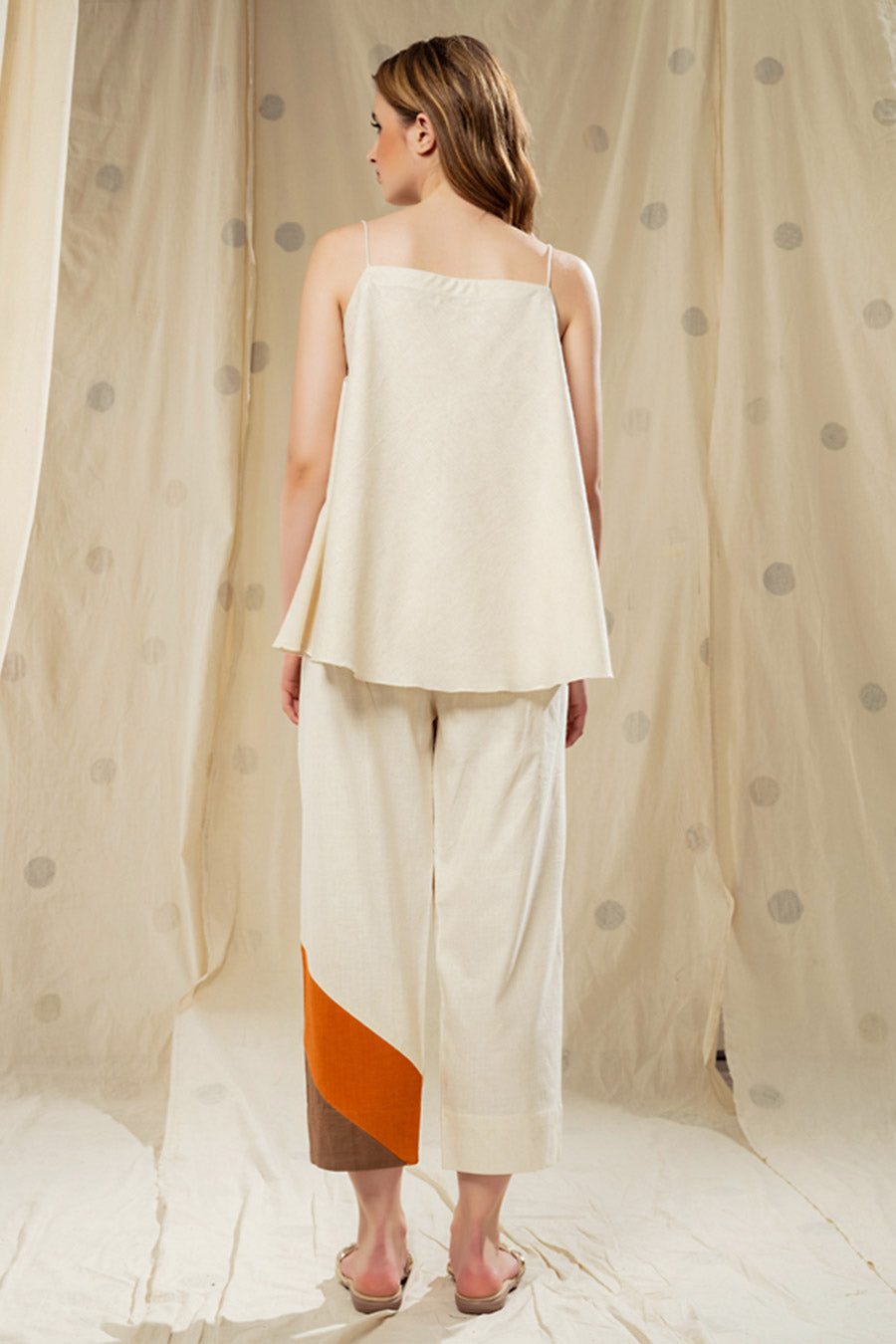 White Organic Khadi Colour Block Co-Ord Set