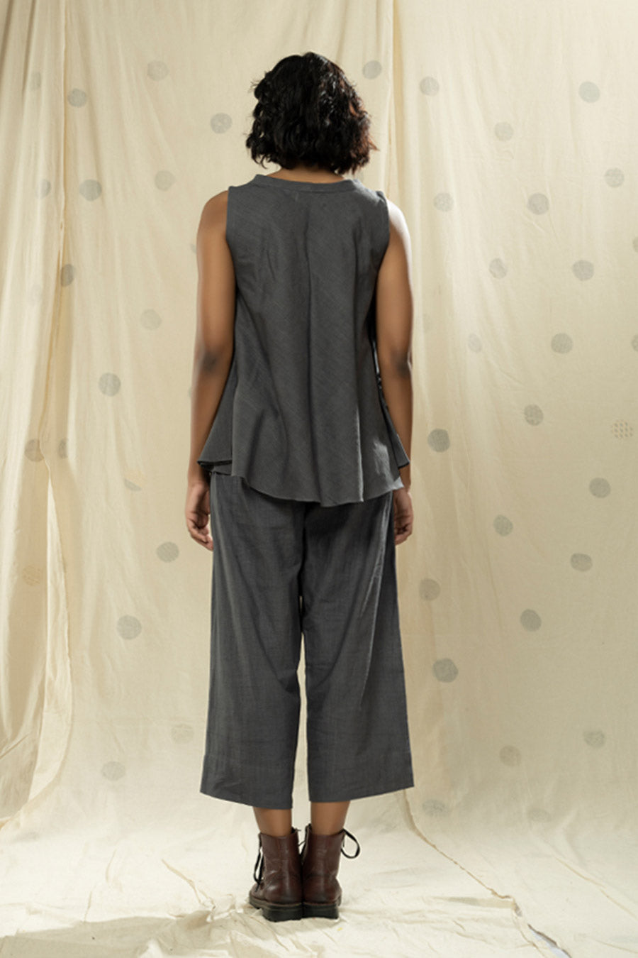 Shadow Grey Organic Khadi Frilled Co-Ord Set