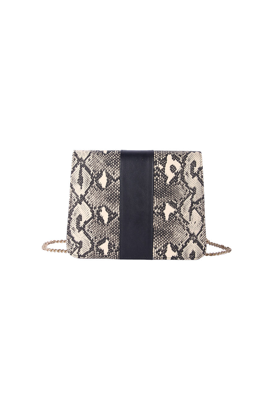 Beige Snakeskin Printed Clutch