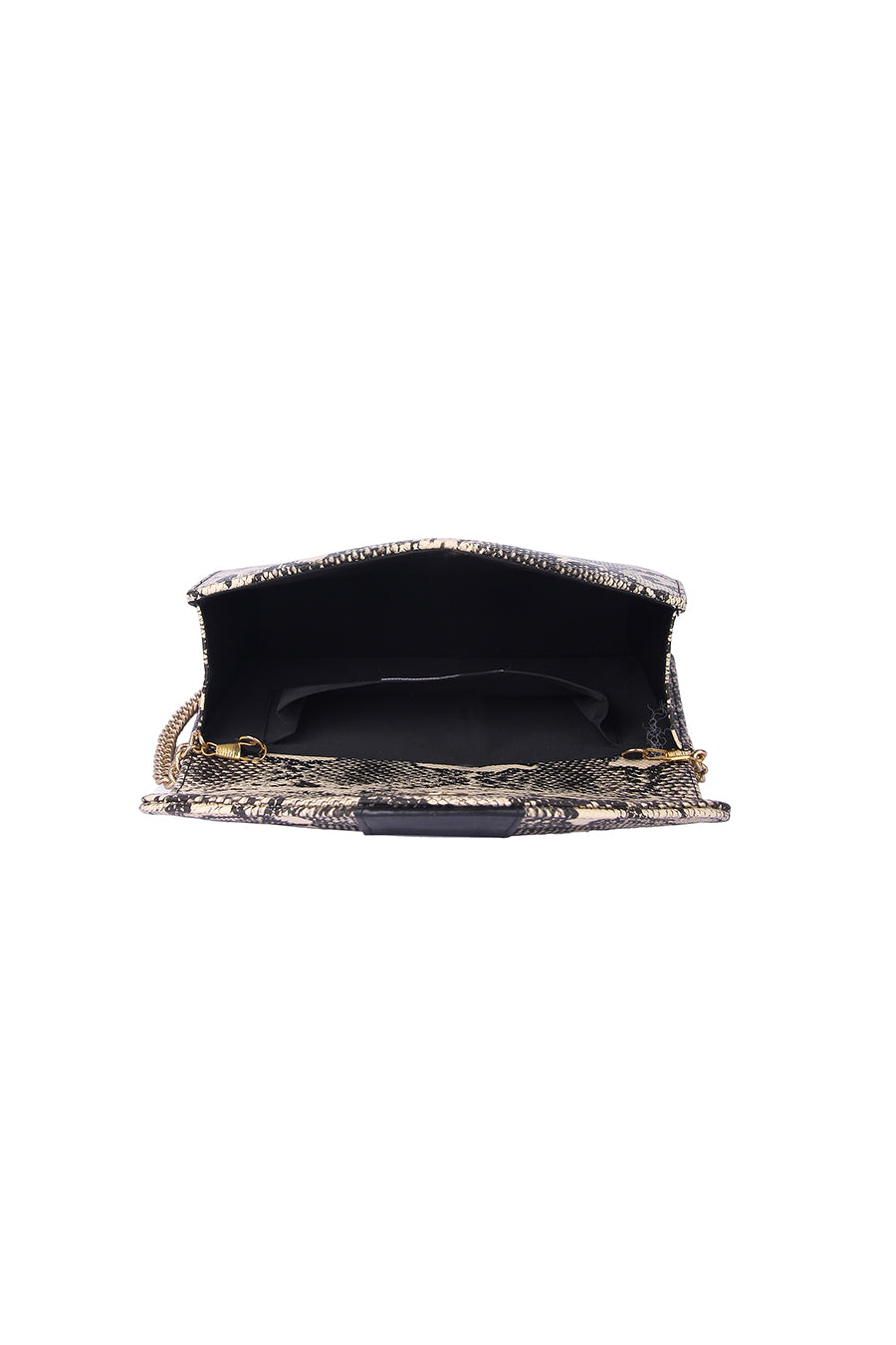 Beige Snakeskin Printed Clutch