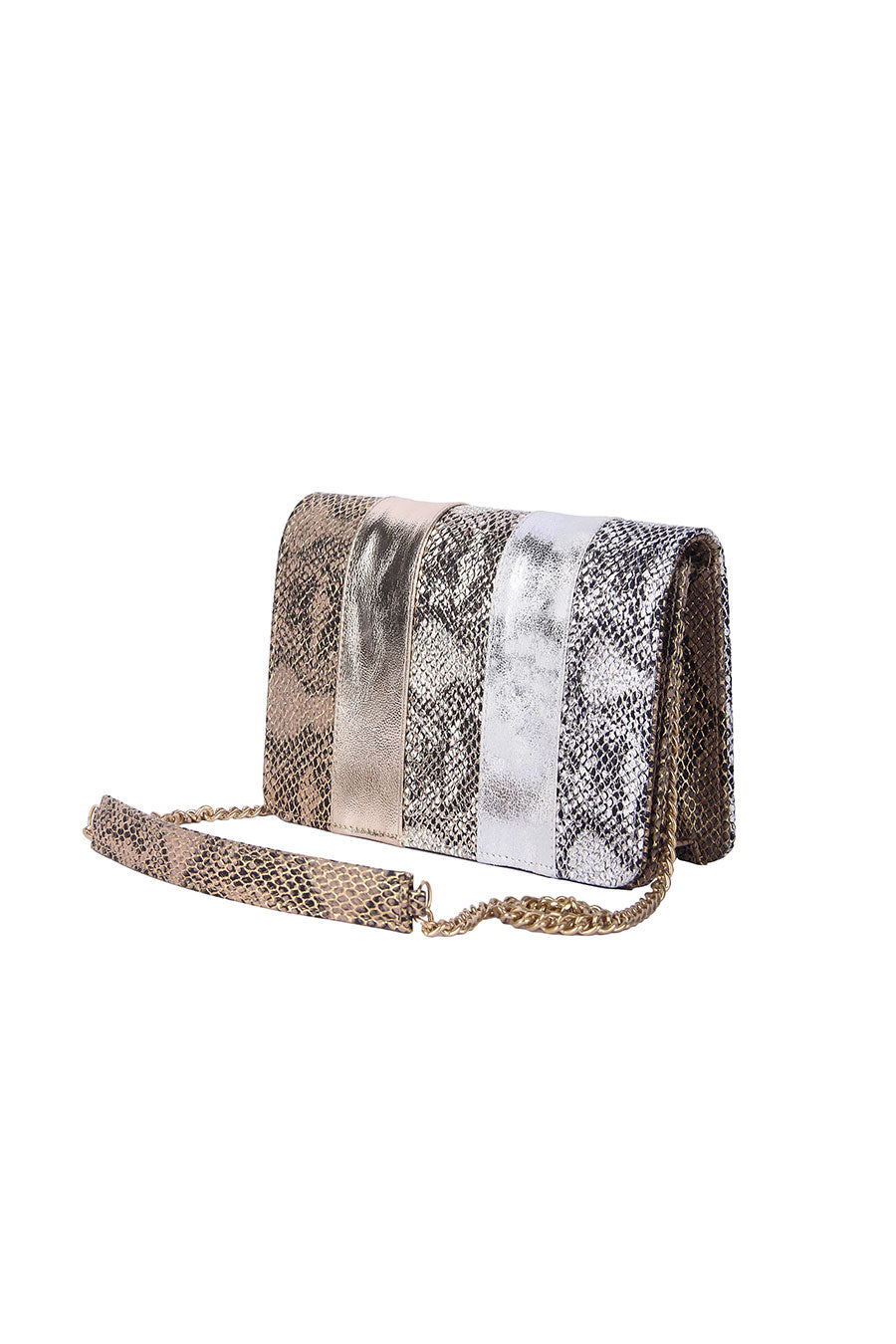 Multicolour Snakeskin Printed Clutch