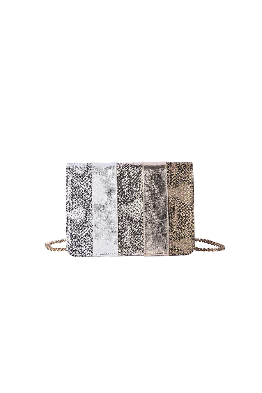Multicolour Snakeskin Printed Clutch