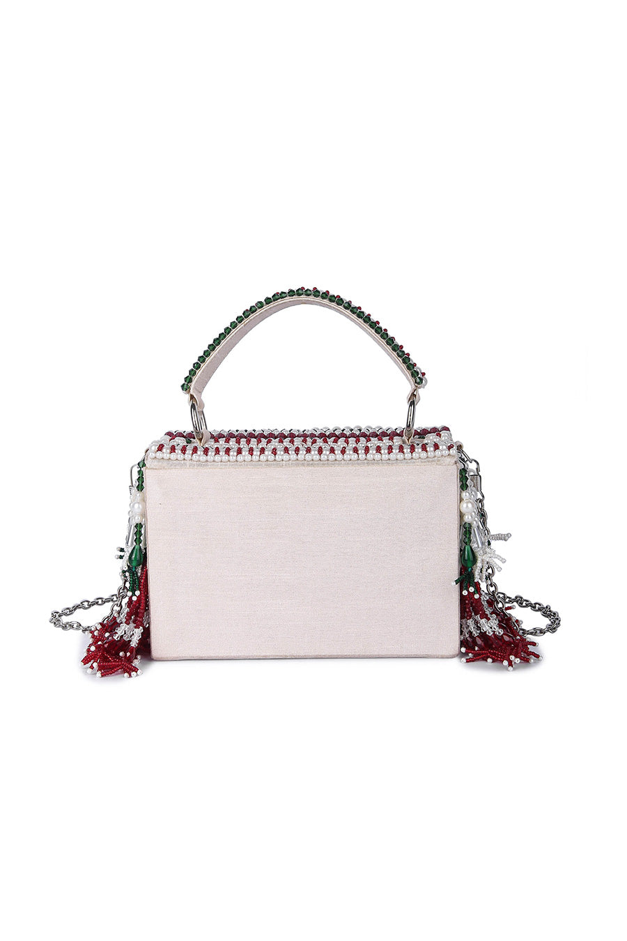 Multicolour Ornamental Hand-Embroidered Box Clutch