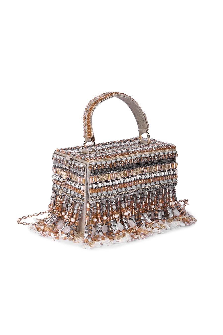 Multicolour Shahiraa Hand-Embroidered Box Clutch