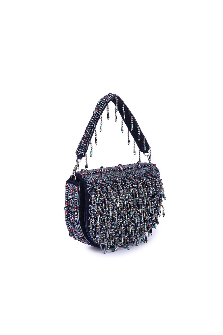 Dark Blue Zayena Hand-Embroidered Clutch
