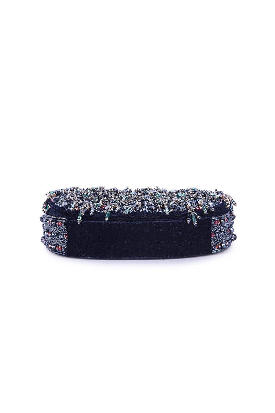 Dark Blue Zayena Hand-Embroidered Clutch