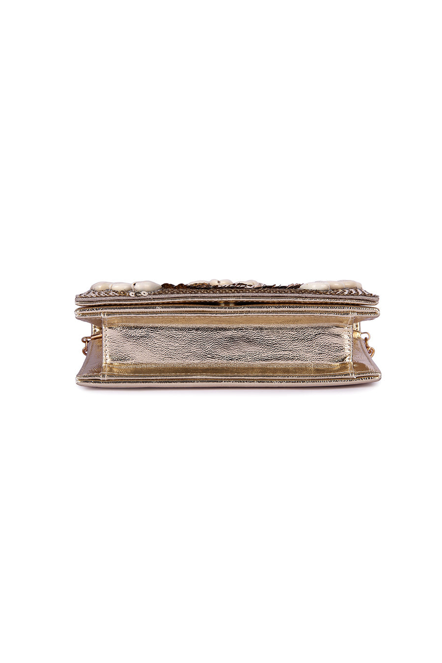 Gold Shell Embroidered Clutch