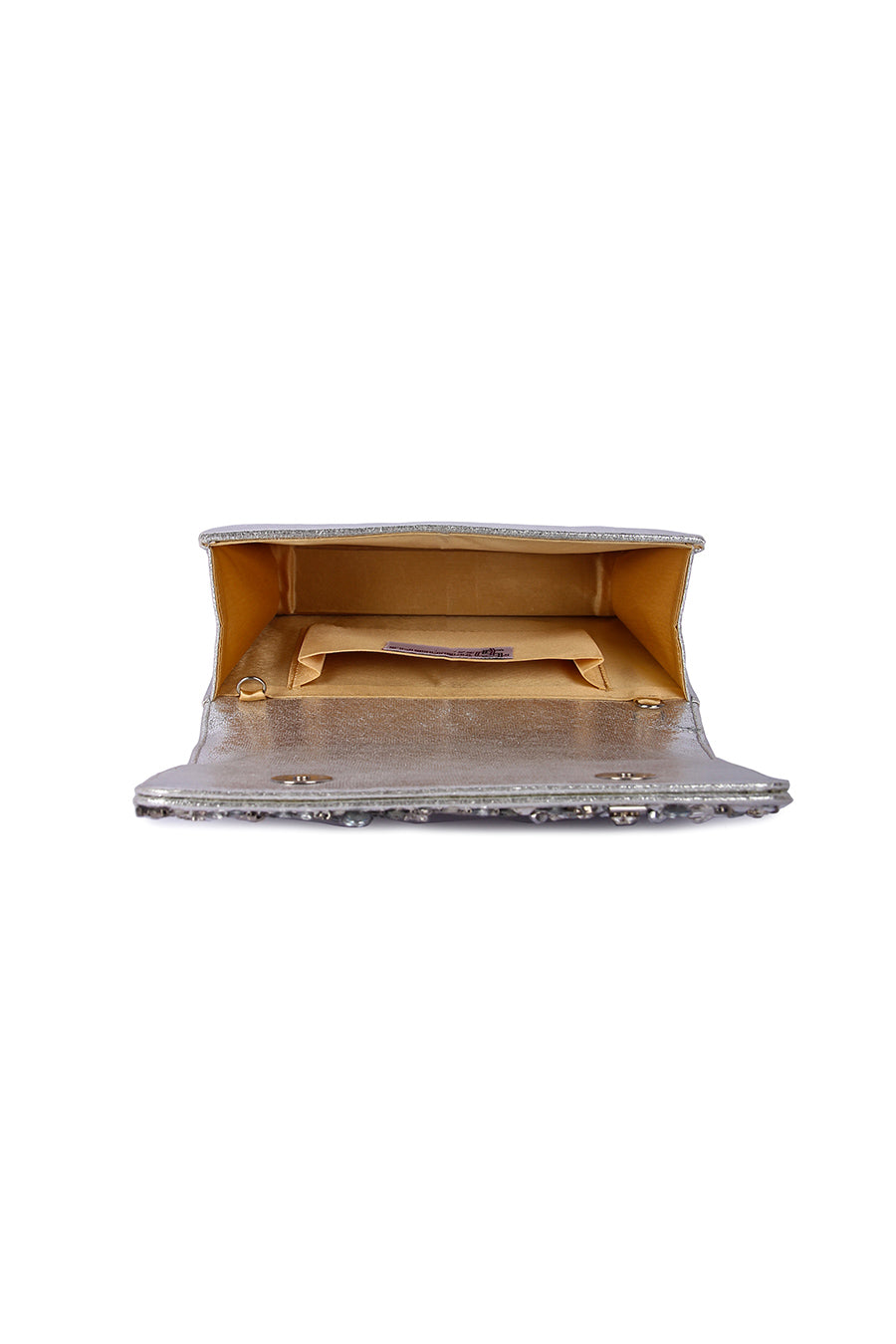 Silver Sheel Hand-Embroidered Clutch
