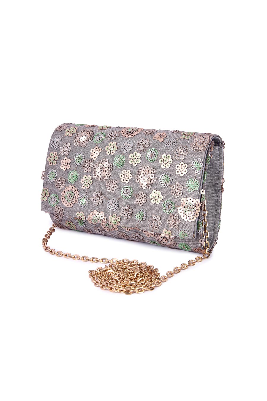 Silver Zeen Embroidered Clutch