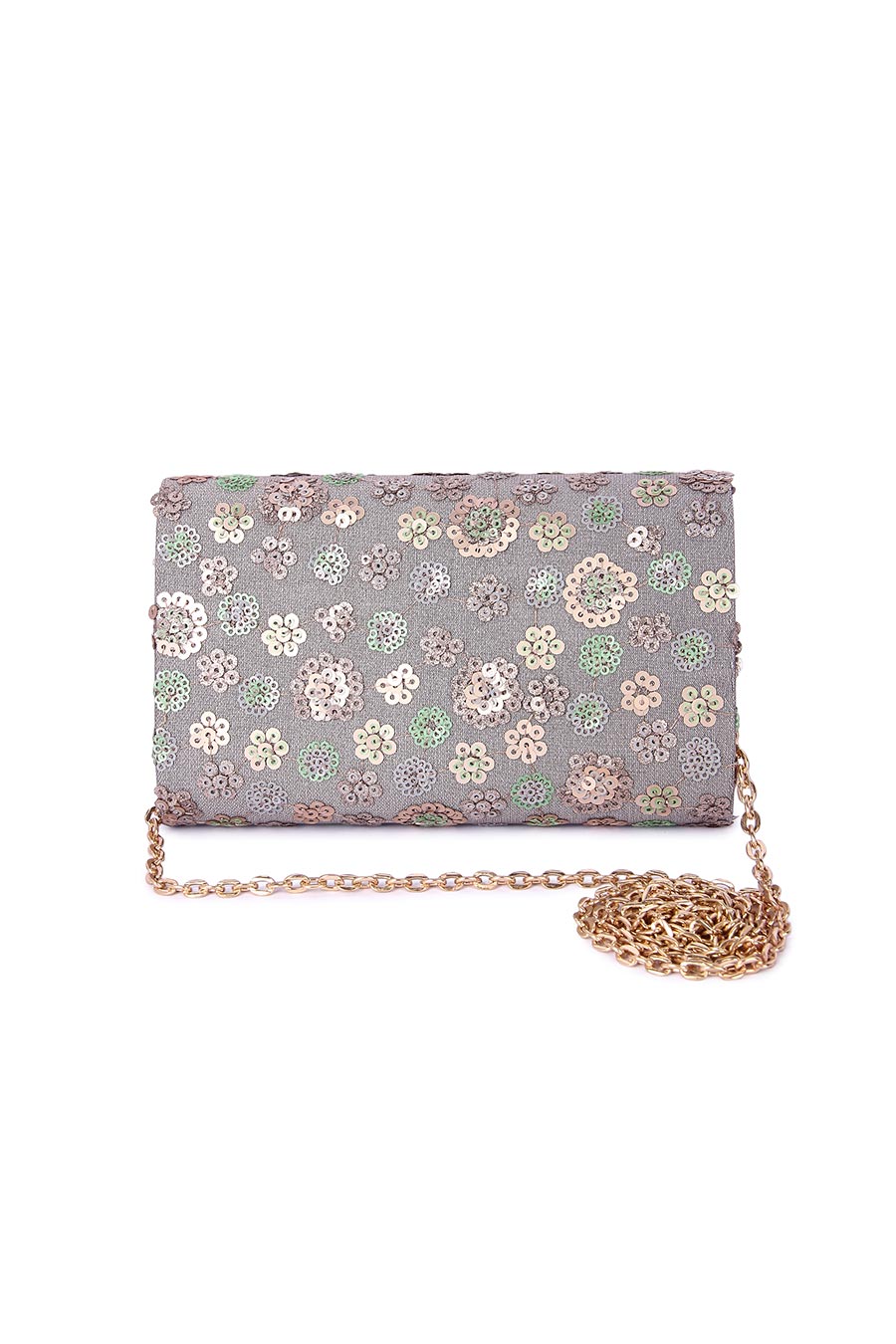 Silver Zeen Embroidered Clutch