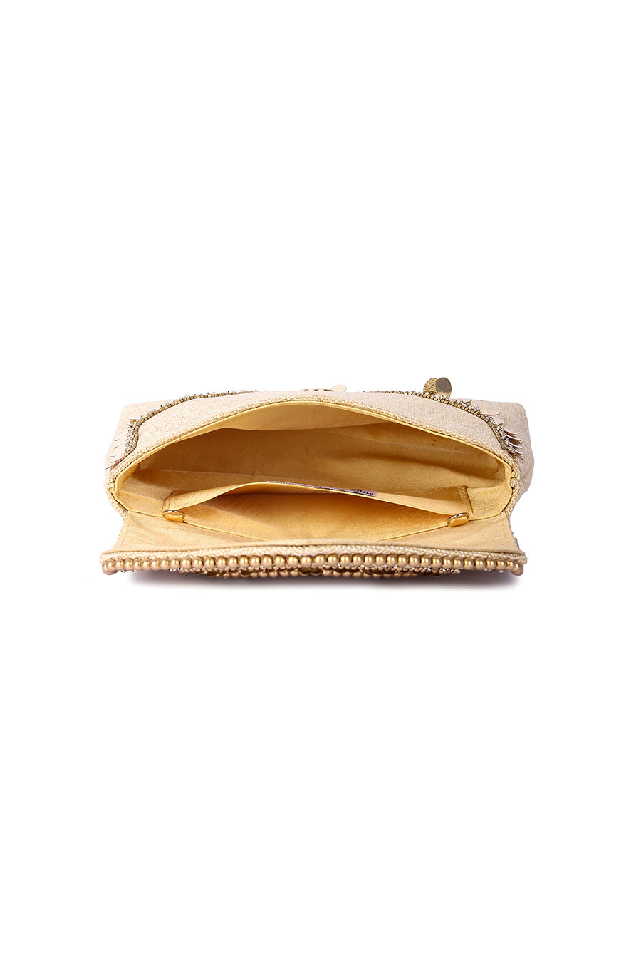 Beige Boho Embroidered Clutch
