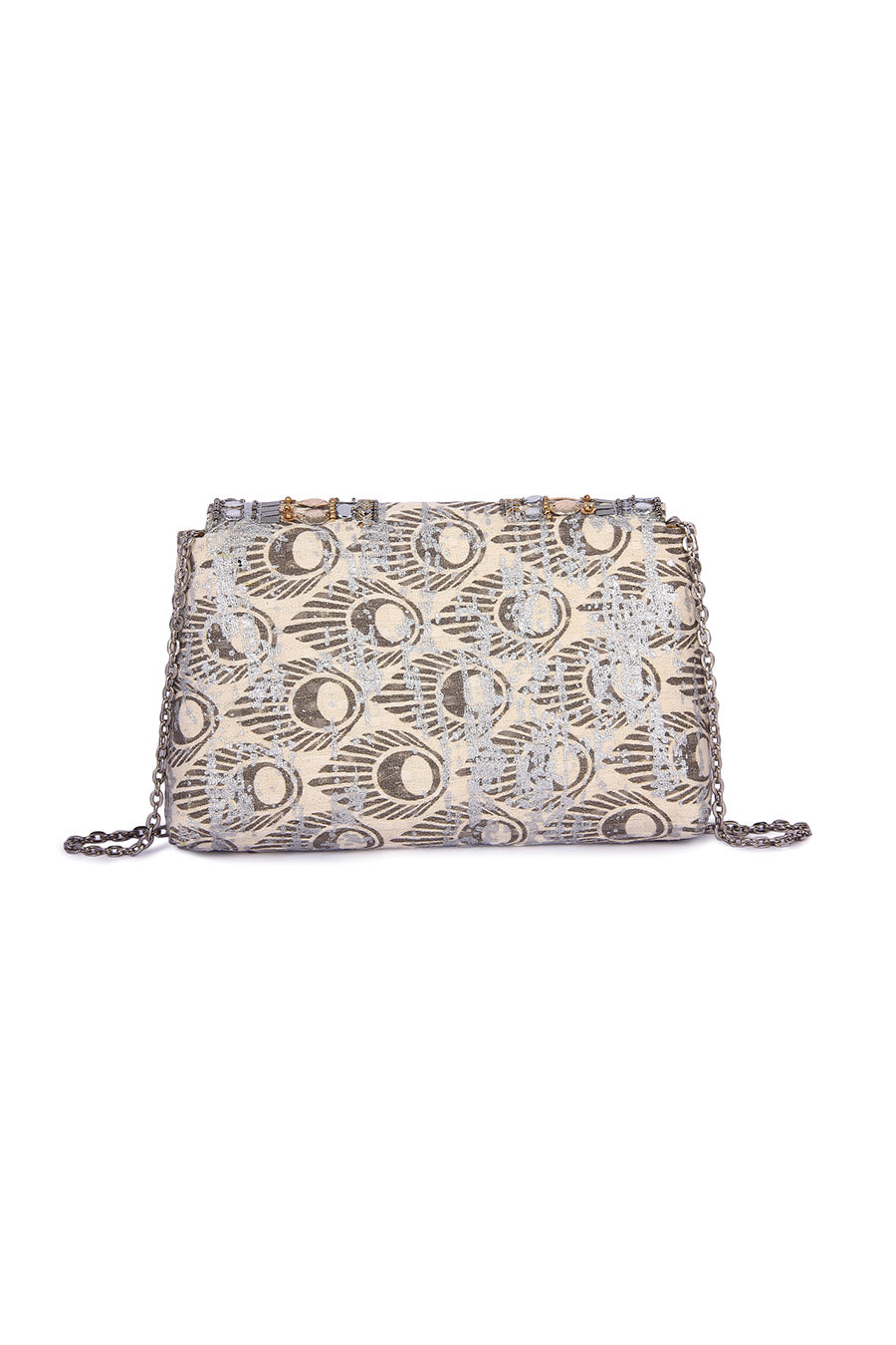 Silver Hand-Embroidered Clutch