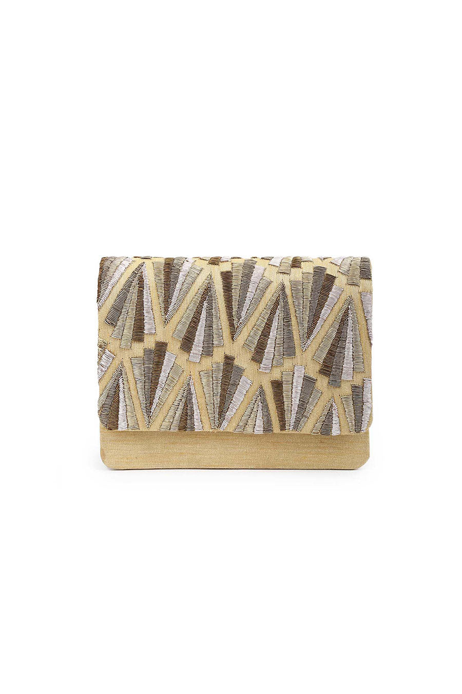 Gold Hand-Embroidered Clutch
