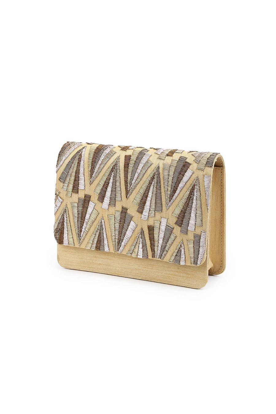 Gold Hand-Embroidered Clutch