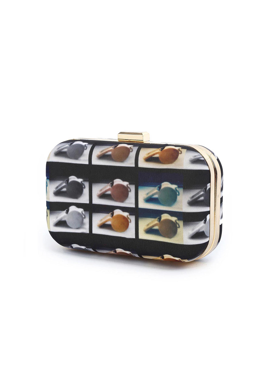 Multicolour Whistle Printed Box Clutch
