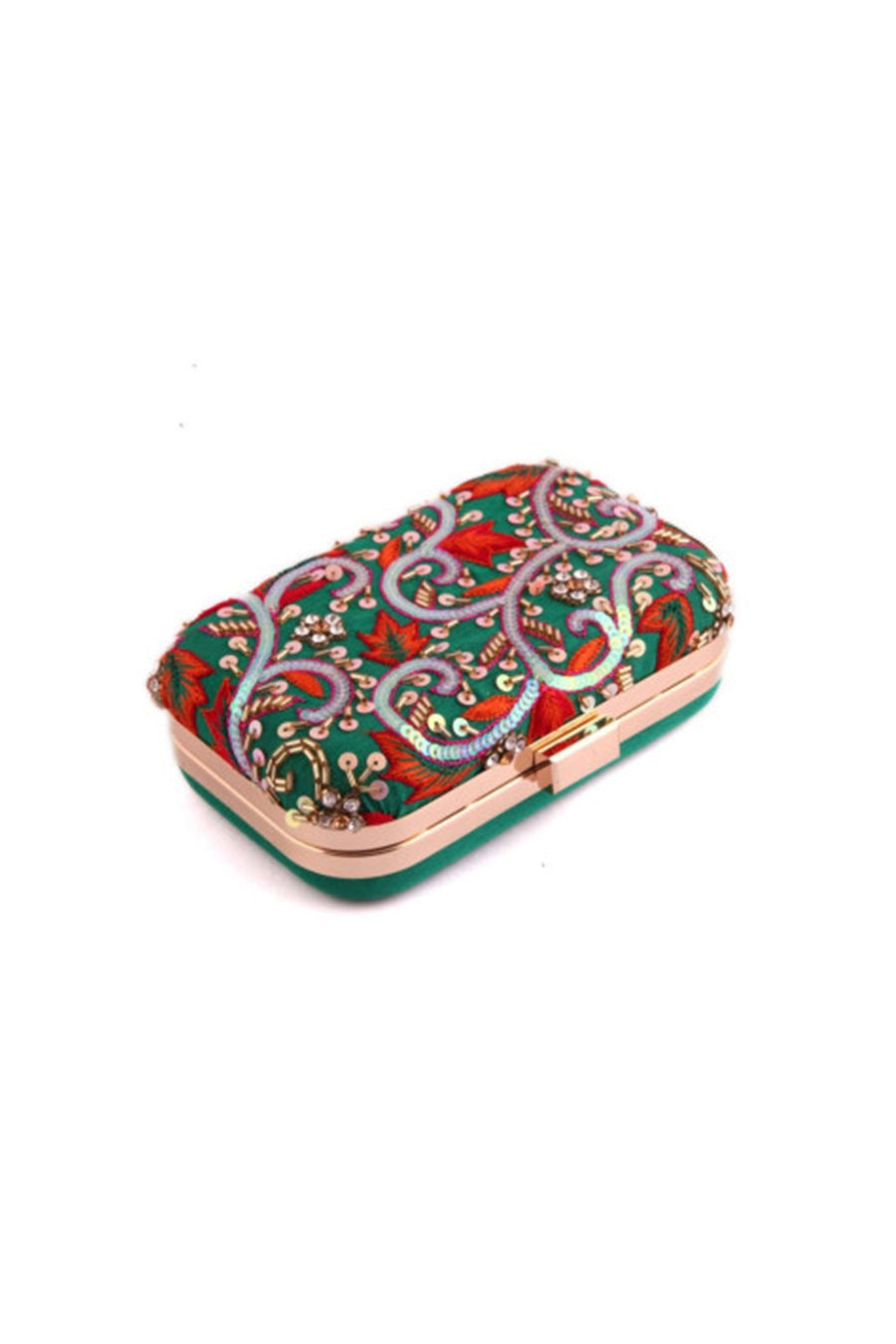 Multicolour Gardenia Hand-Embroidered Box Clutch