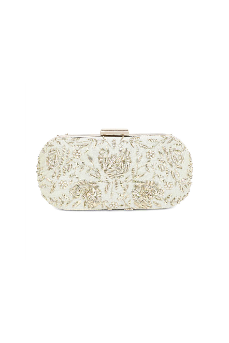 Lime Green Floral Hand-Embroidered Box Clutch