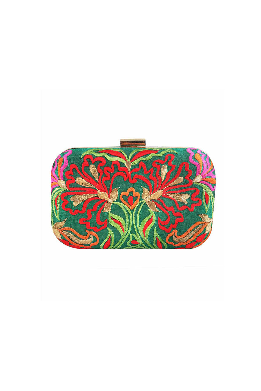 Multicolour Embroidered Box Clutch