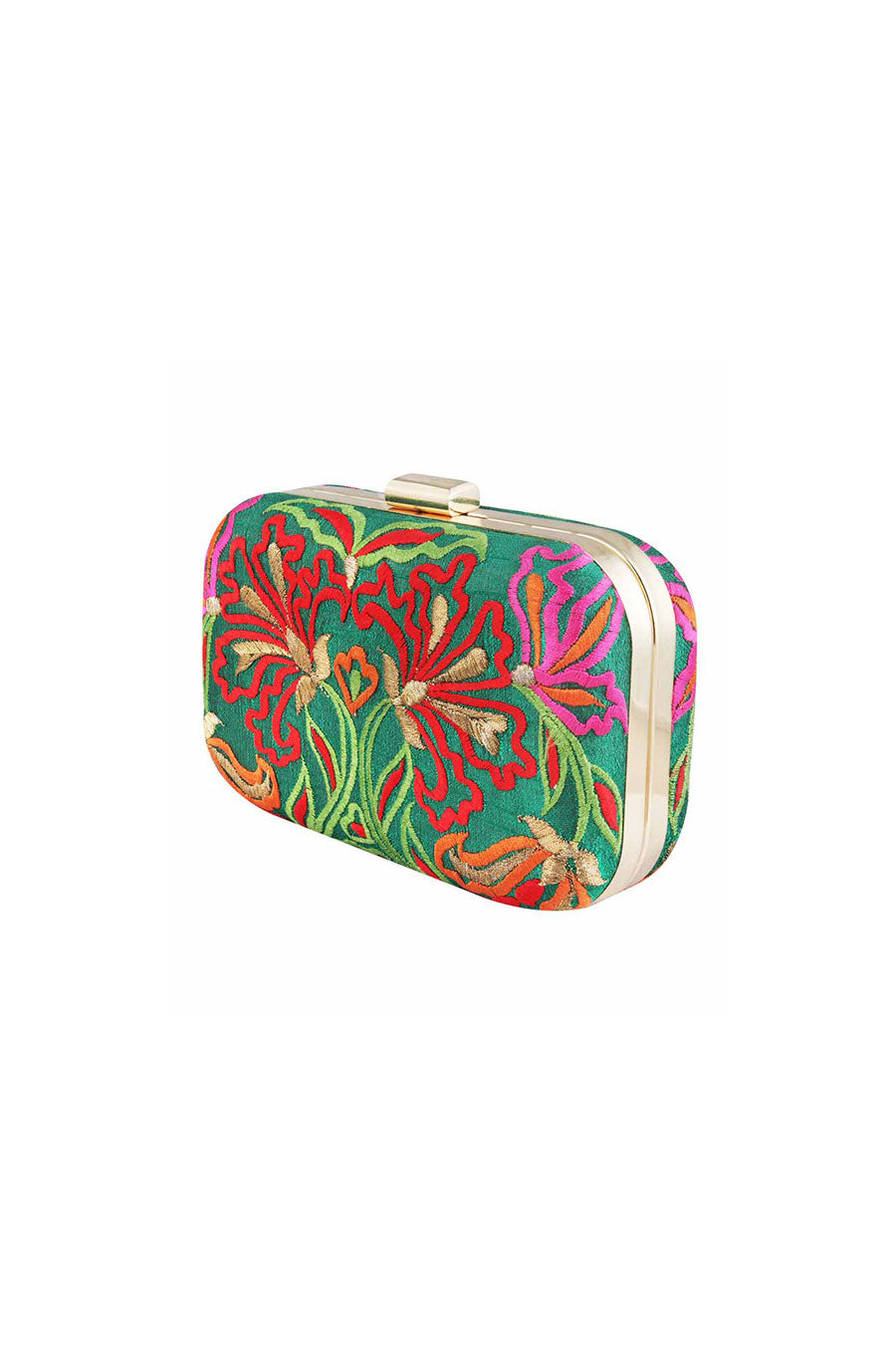 Multicolour Embroidered Box Clutch