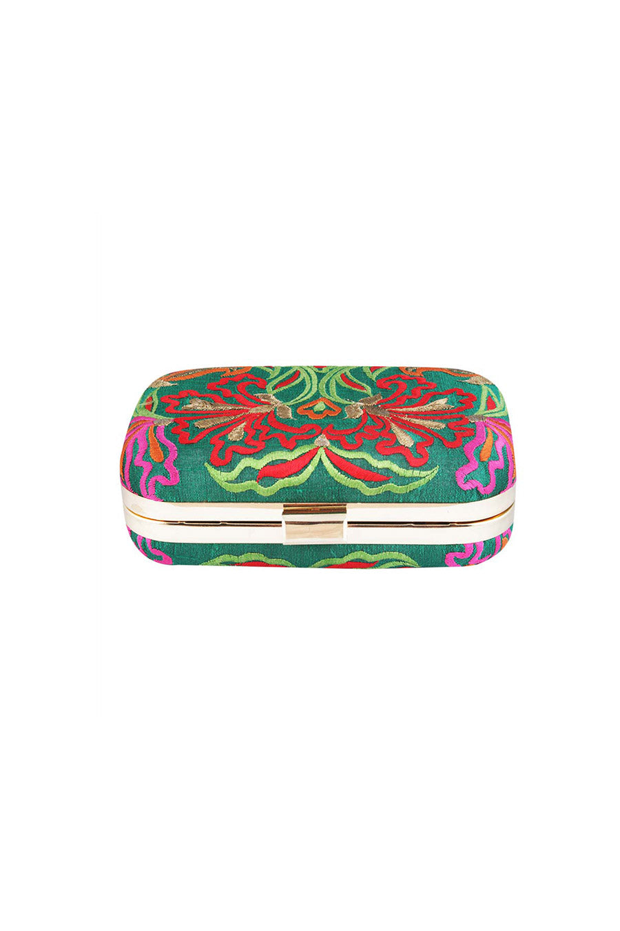 Multicolour Embroidered Box Clutch
