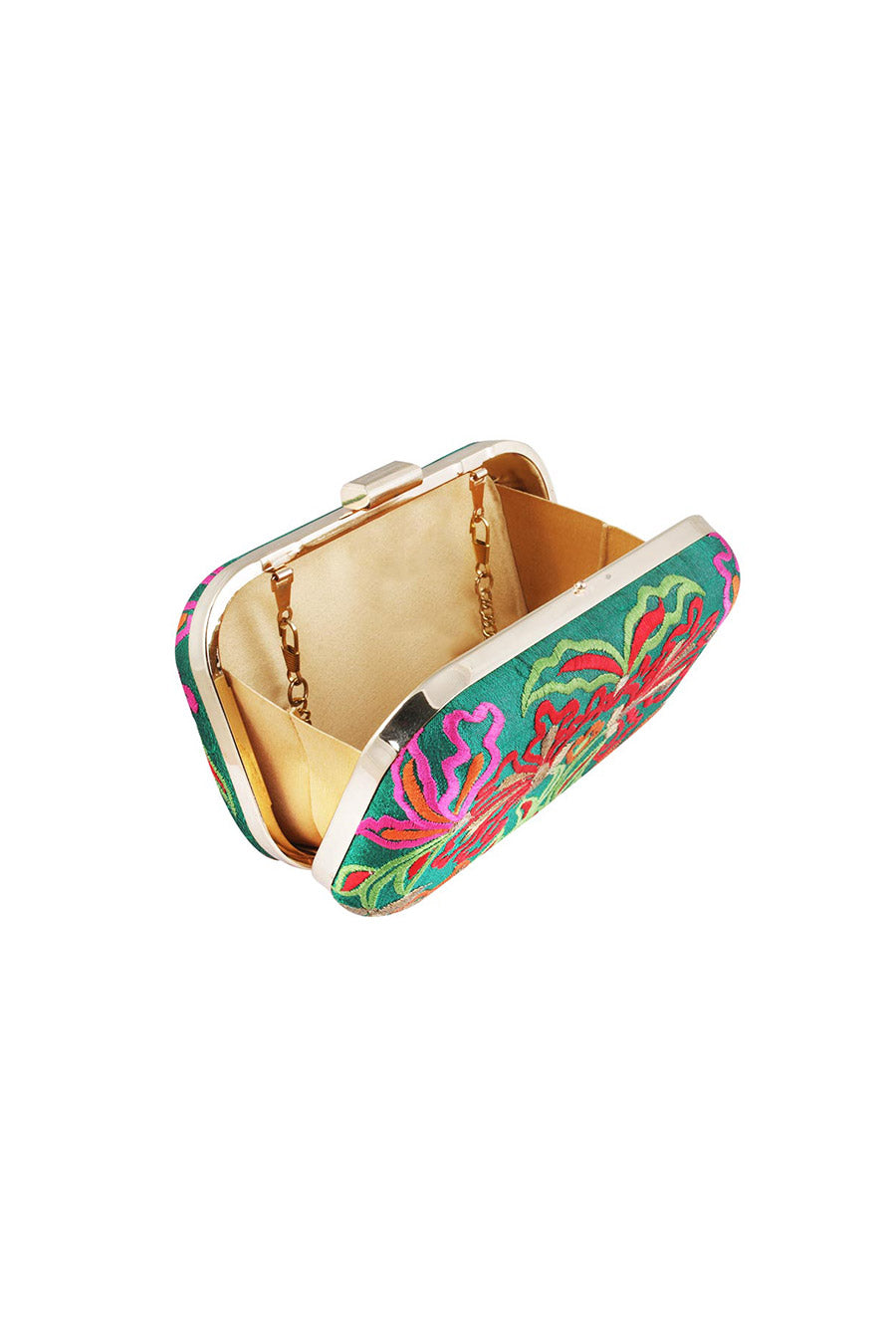 Multicolour Embroidered Box Clutch