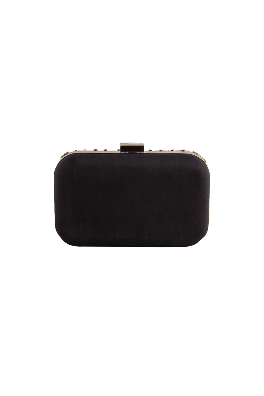Black Jaal Embroidered Box Clutch