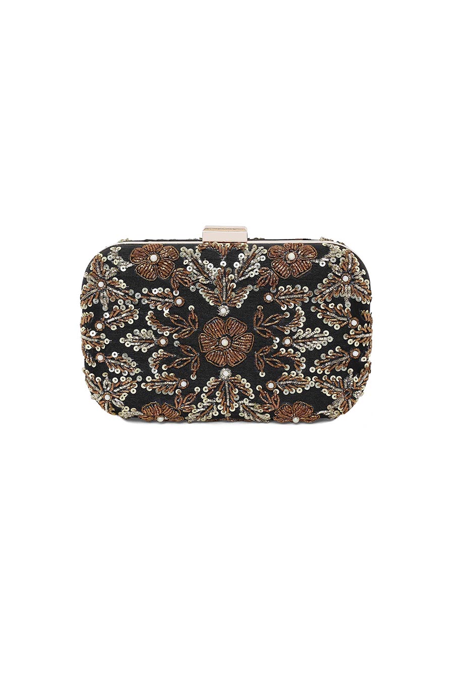 Black Bazooka Hand-Embroidered Box Clutch