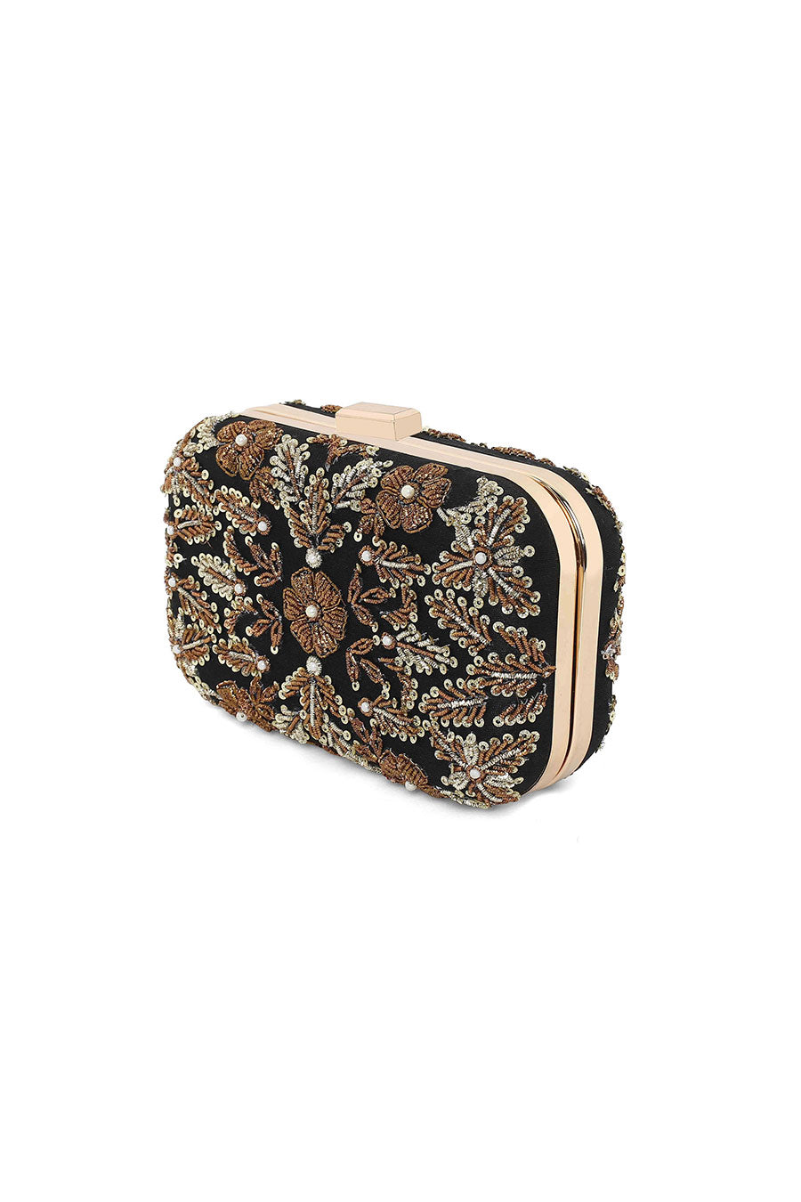 Black Bazooka Hand-Embroidered Box Clutch