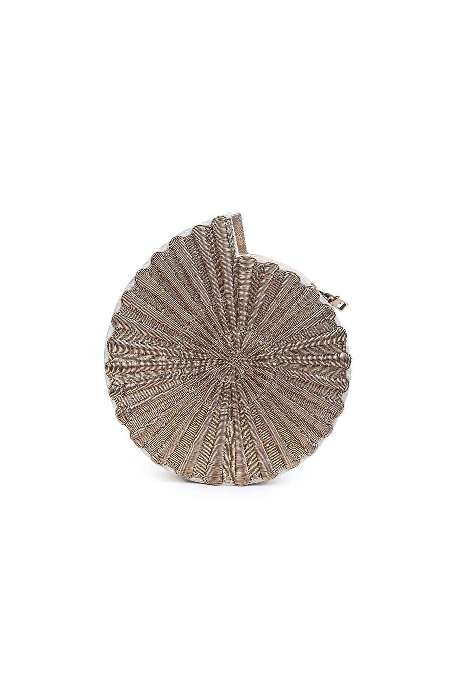 Gold Embroidered SeaShell Clutch