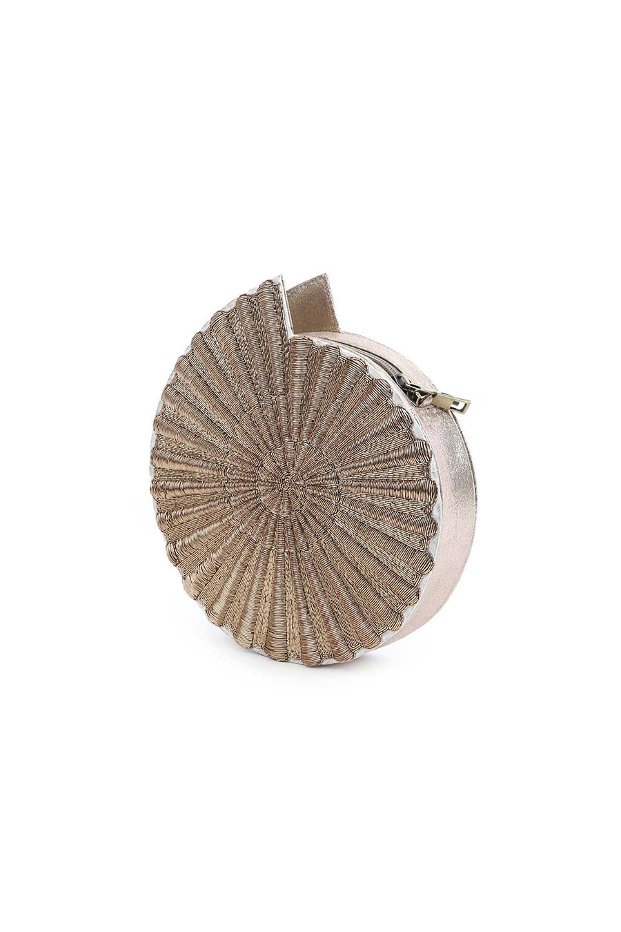 Gold Embroidered SeaShell Clutch