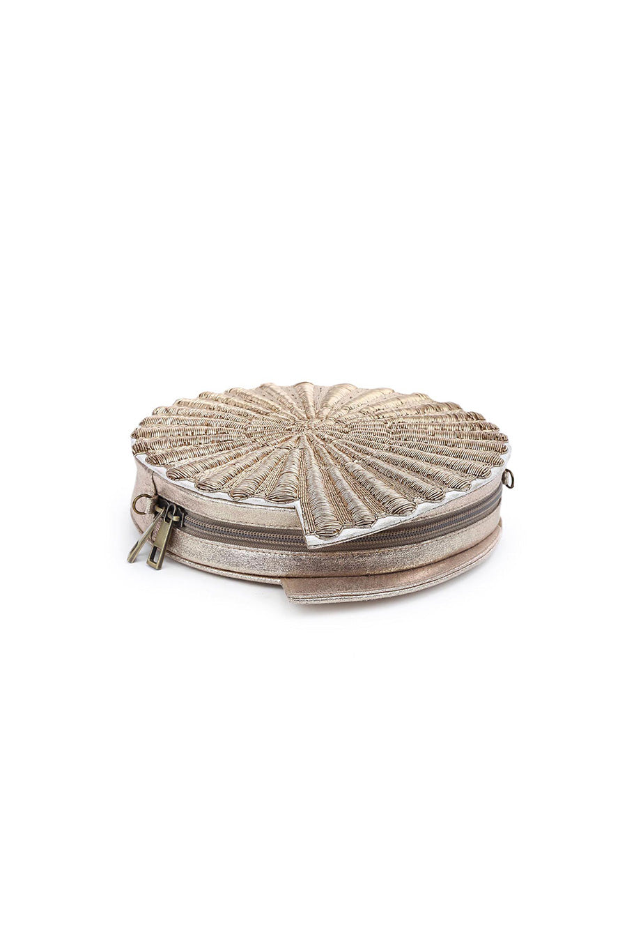 Gold Embroidered SeaShell Clutch