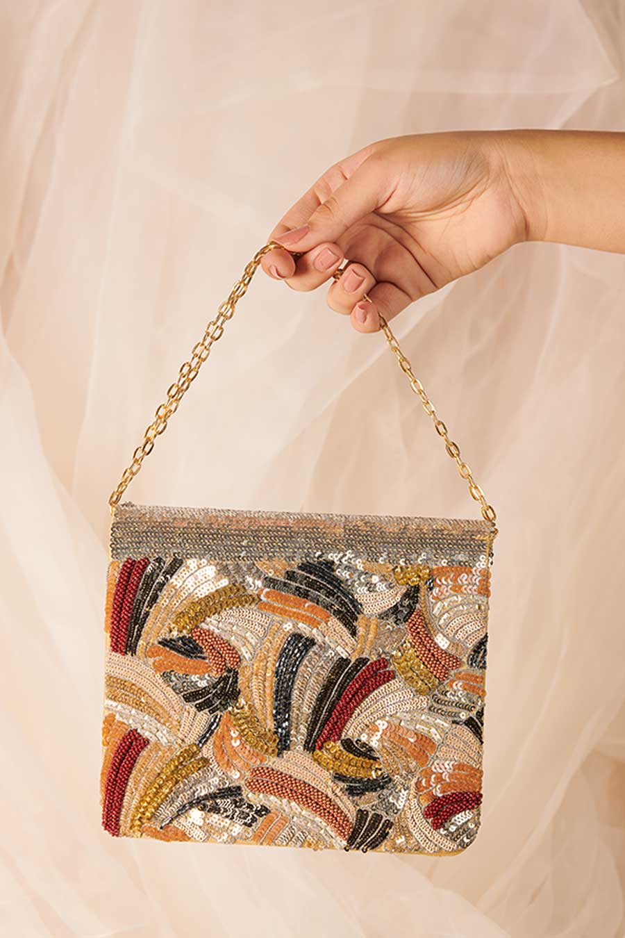 Multicolour Vasl Sequins Embroidered Clutch