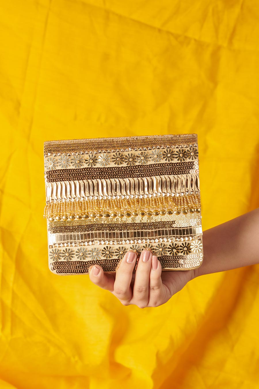 Gold Inaayat Hand-Embroidered Clutch