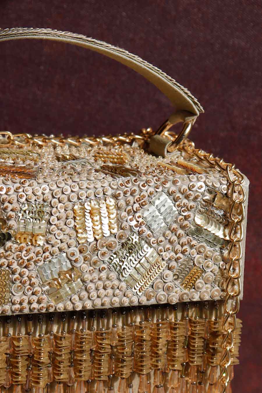 Gold Rizuana Hand-Embroidered Clutch