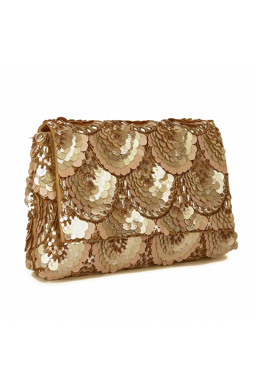 Gold Sparkle Sequins Embroidered Clutch